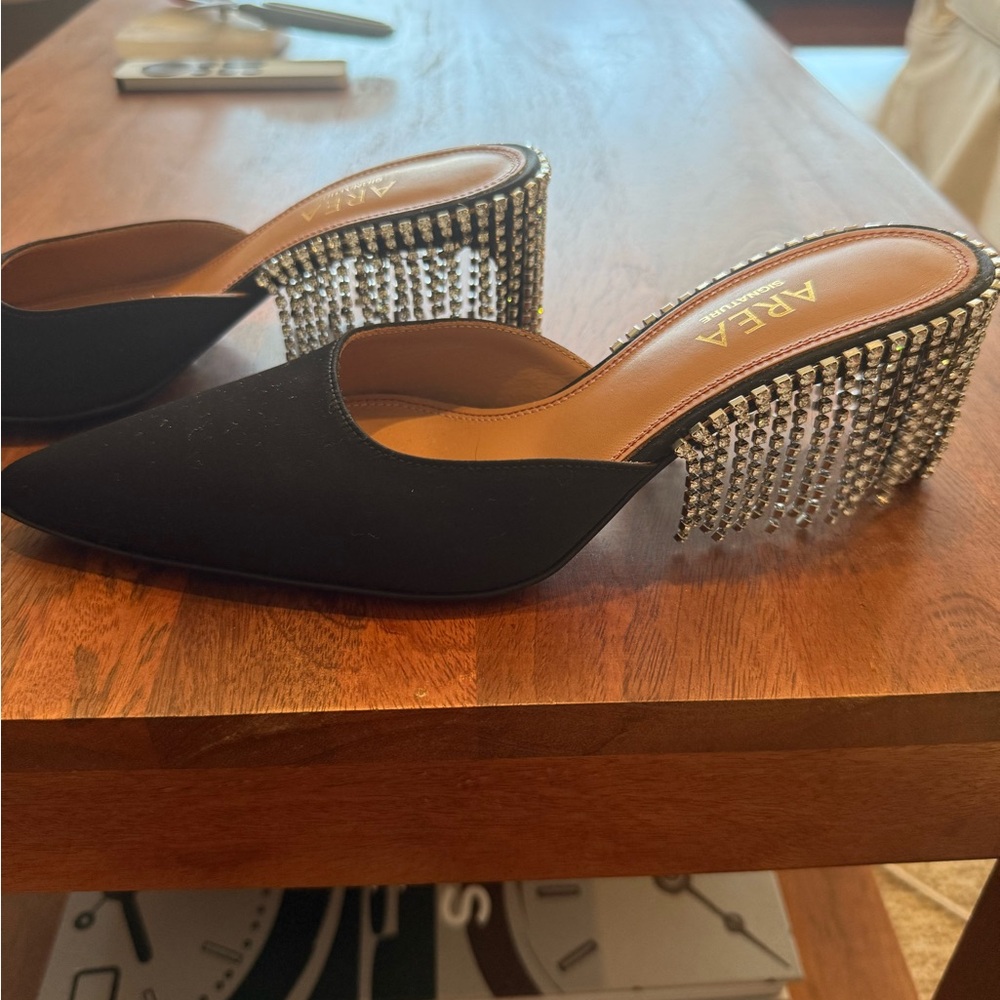 AREA Black and Silver Rhinestone Heels
